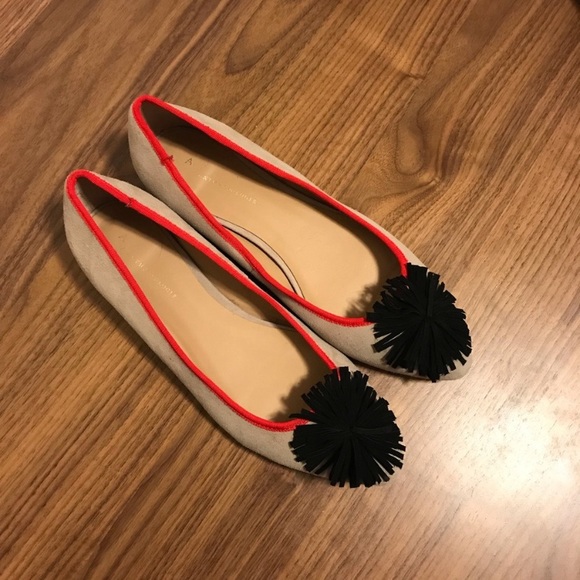 🆕NIB rare Anthropologie PomPom Suede Ballet Flats - Picture 7 of 8